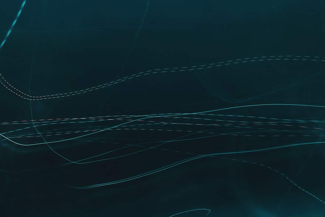 An abstract technological background with glowing blue lines forming a complex network, representing the integration of AI, CRM, and IDX data.