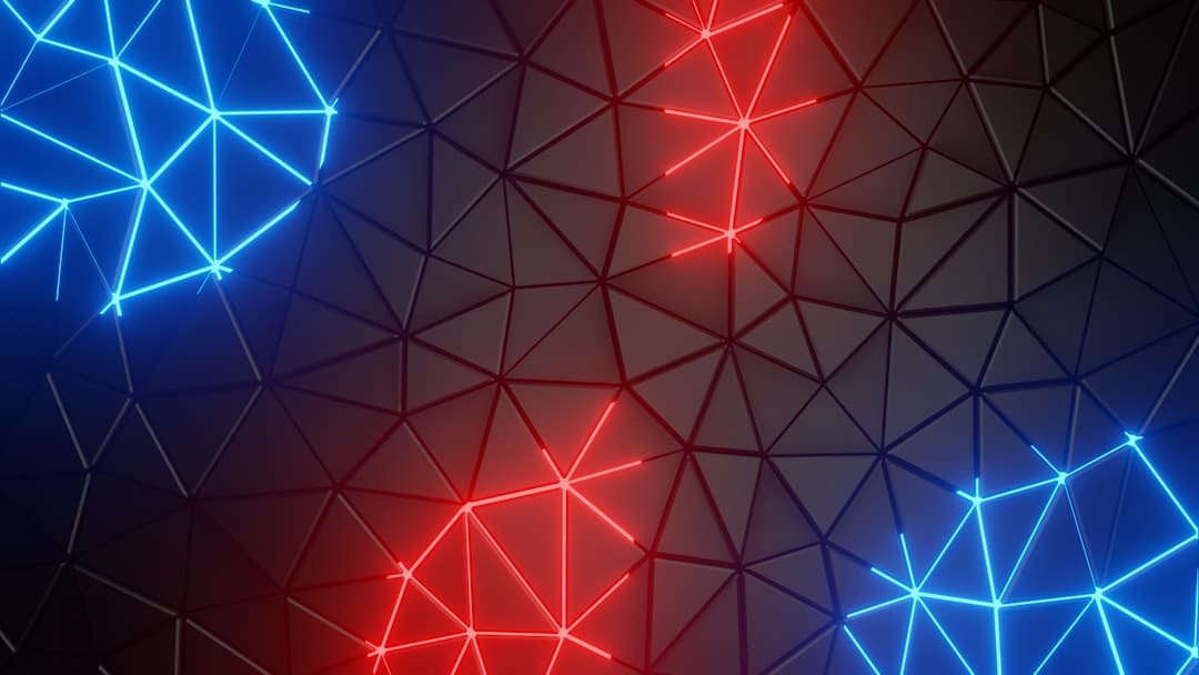 An abstract visualization of a glowing blue digital network with interconnected nodes, symbolizing a company's proprietary knowledge graph and intelligent data structure.