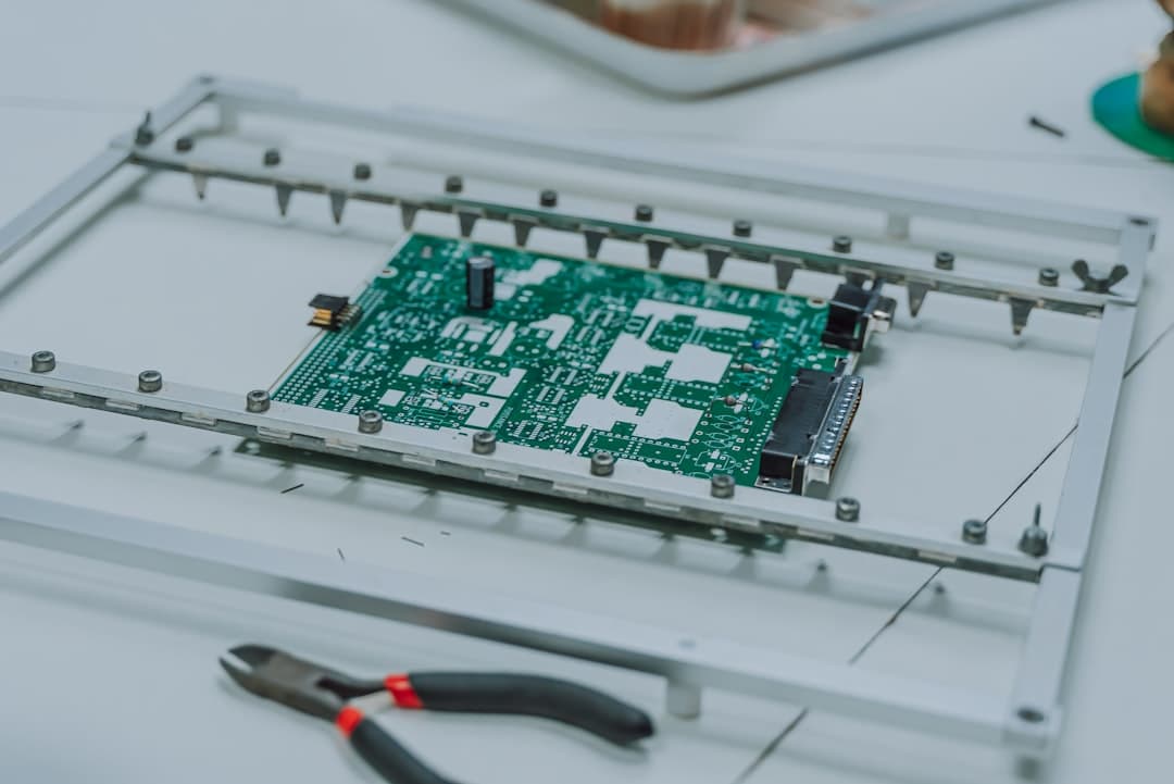 A close-up of a person carefully analyzing a complex circuit board, illustrating the concept of reverse-engineering a digital system like IDX.
