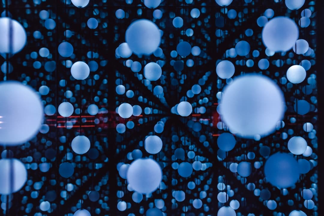 A futuristic digital illustration of an abstract neural network with glowing blue nodes and interconnected lines on a dark background, representing AI processing information.