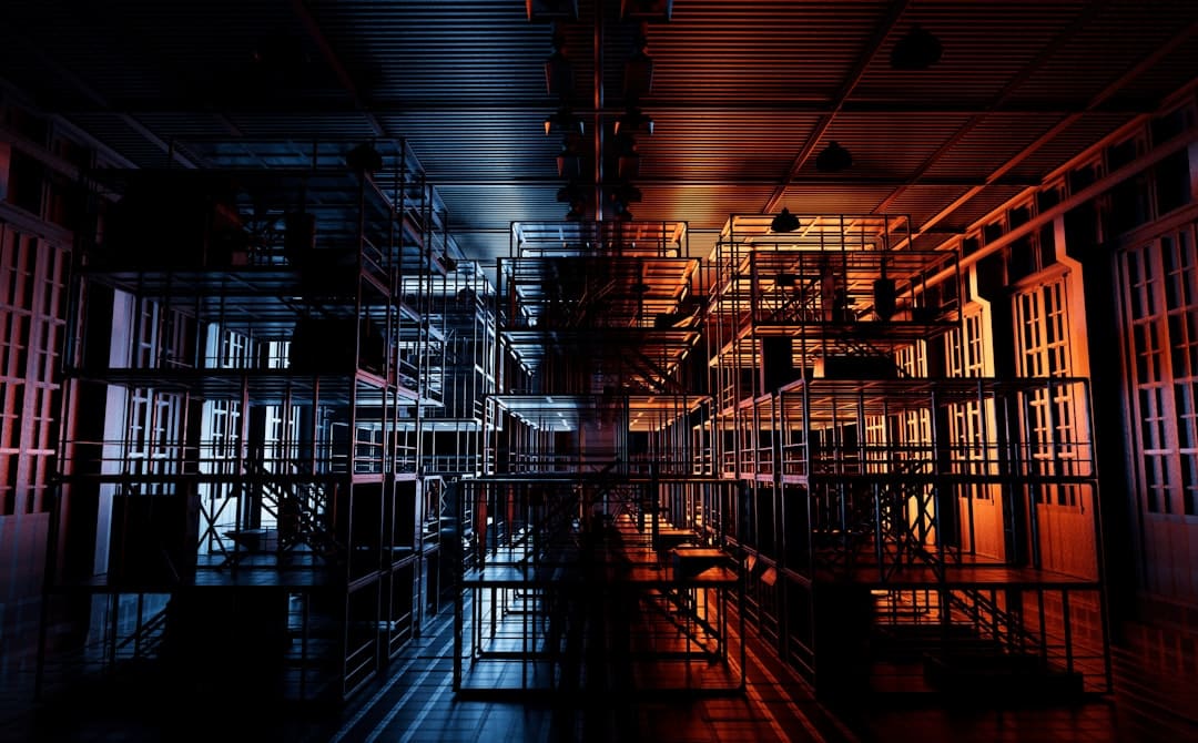 A modern architectural blueprint is overlaid with glowing digital lines, symbolizing the integration of data and technology in system design.