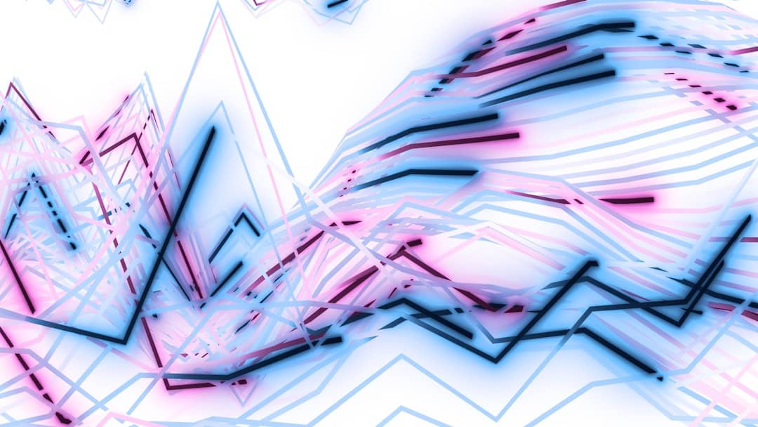 Abstract technological image of multiple glowing, tangled lines diverging from each other, visually representing the chaos...
