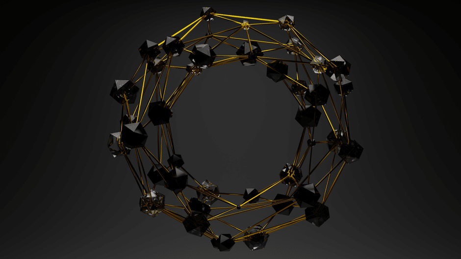 Abstract visualization of a glowing digital network with interconnected nodes on a dark background, representing an AI-pow...