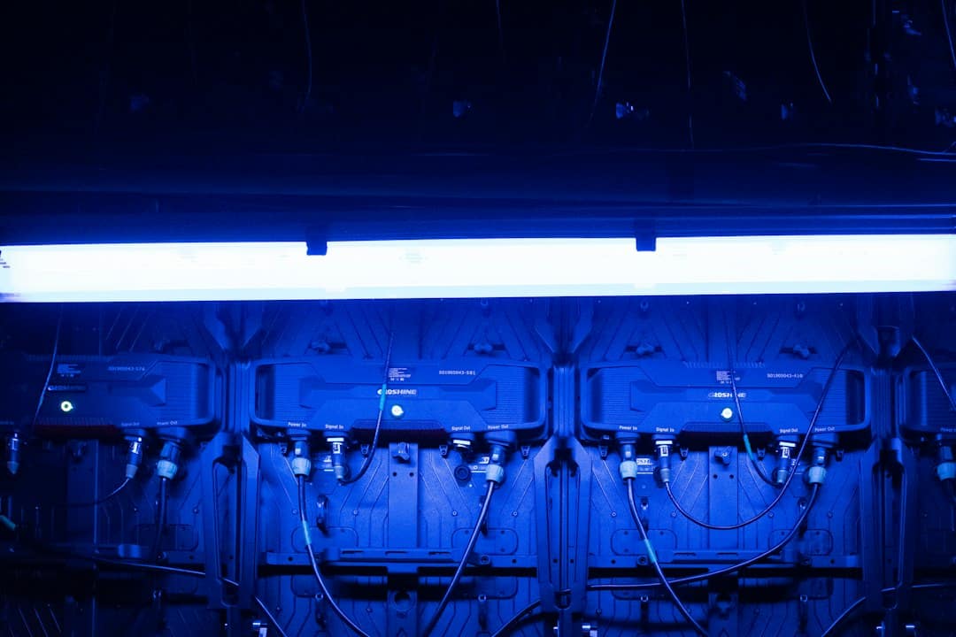 A clean, professional server rack with perfectly organized network cables plugged into a switch, representing the order and resolution brought by a data framework.